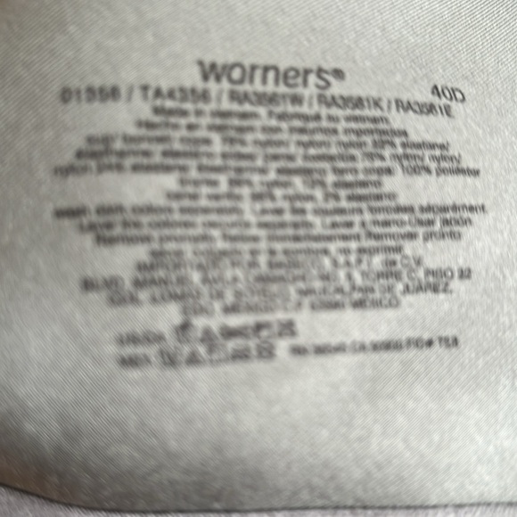 Warners Simply Perfect Gray T Shirt Bra Underwire Adjustable Straps Size 40D - Picture 6 of 8